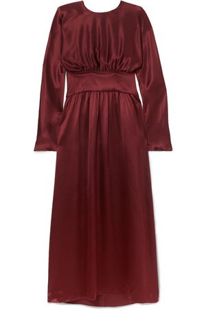 Deitas | Hermine gathered silk-satin maxi dress | NET-A-PORTER.COM