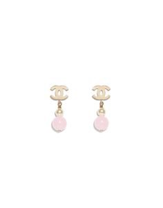Pink pearl chanel earrings