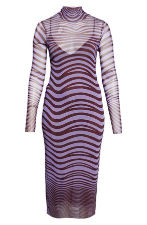 Shailene Mesh Long Sleeve Midi Dress | Nordstrom