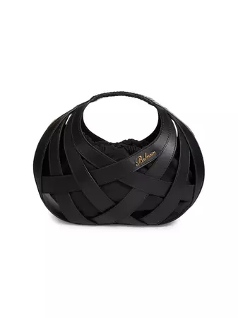 Shop Balmain Woven Leather Round Basket Bag | Saks Fifth Avenue