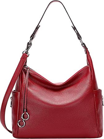 Amazon.com: Over Earth Genuine Leather Hobo Purses and Handbags for Women Ladies Shoulder Crossbody Purse(O116E Wine Red) : Clothing, Shoes & Jewelry