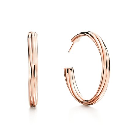 Paloma's Melody hoop earrings in 18k rose gold, large. | Tiffany & Co.