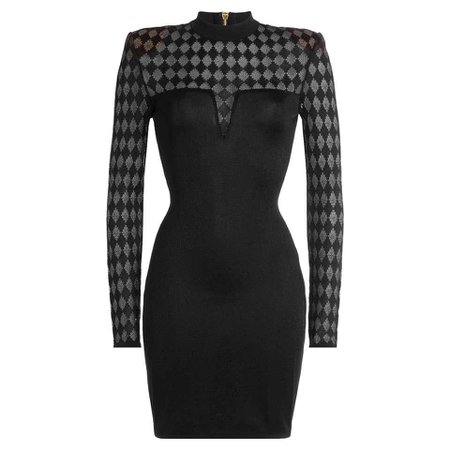 *clipped by @luci-her* Balmain Harlequin-Print Illusion Mini Dress