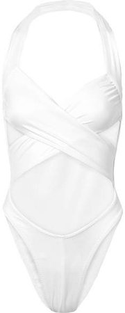 Mio Cutout Halterneck Swimsuit - White