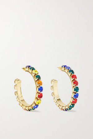 Gold Gold-tone crystal hoop earrings | AREA | NET-A-PORTER