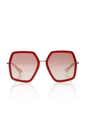 Hexagon-Frame Metal Sunglasses by Gucci | Moda Operandi