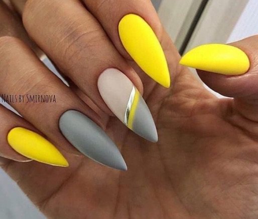Yellow & Gray Nails