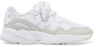 Yung-96 Mesh, Faux Suede, Nubuck And Leather Sneakers - White
