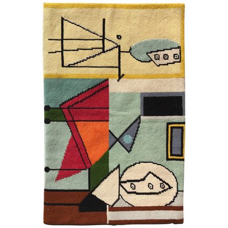 Modernist Abstract Hand-Loomed Rug or Wall Hanging After Picasso - 3′5″ × 2′5″ | Chairish
