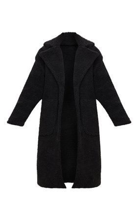Black Borg Longline Coat | Coats & Jackets | PrettyLittleThing CA