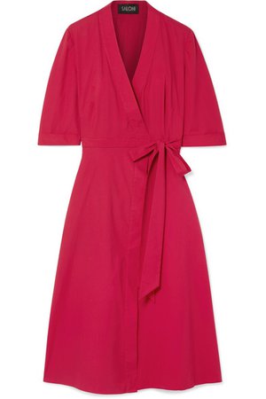 Saloni | Mae stretch-cotton poplin wrap dress | NET-A-PORTER.COM