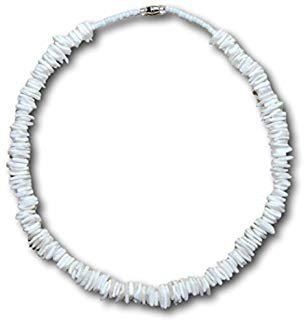 Amazon.com: Tiger Smile 18" Real White Chips Puka Shell Necklace: Clothing