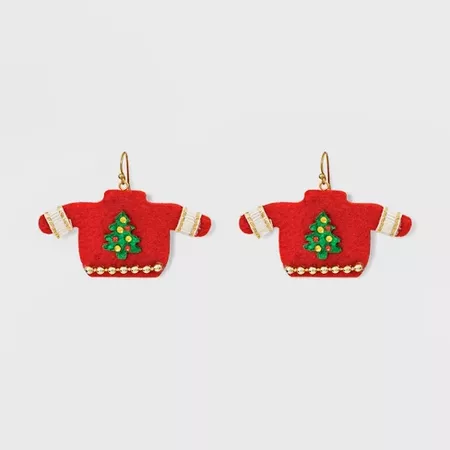 Christmas Sweater Earrings - Green/Red : Target