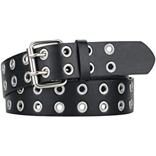 Ladies Oval Buckle Metal Circle Studded Leather Belt at Amazon Women’s Clothing store: Apparel Belts