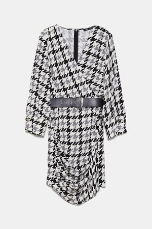 HOUNDSTOOTH BELTED DRESS - NEW IN-WOMAN | ZARA United States black
