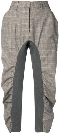 cropped check trousers