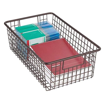 mDesign Office Wire Storage Basket with Handles for Supplies, Notepads - Large, Bronze: Amazon.ca: Office Products