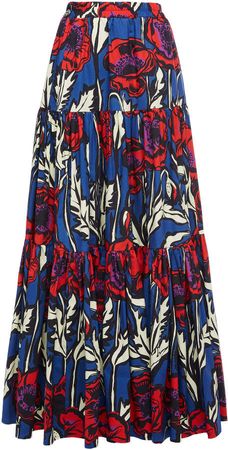 La DoubleJ Floral-Print Cotton Maxi Skirt Size: XS
