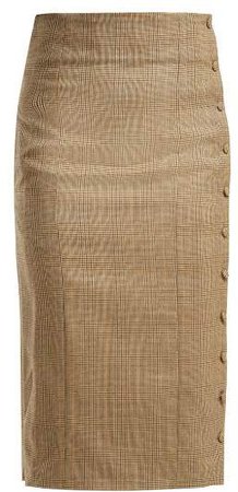 Hillier Bartley - Houndstooth Wool Wrap Skirt - Womens - Brown Multi