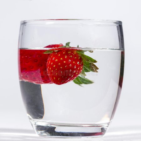 Water Glass With Several Floating Strawberries Stock Image - Image of several, white: 67349917