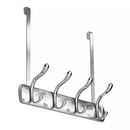 InterDesign Bruschia 8-Hook Over-the-Door Steel Storage Rack - Nickel/Chrome (13") : Target