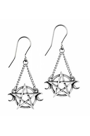 Goddess Pentagram Moon Earrings by Alchemy Gothic | Gothic
