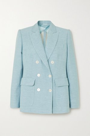 Light blue Ottuso double-breasted linen and silk-blend blazer | Max Mara | NET-A-PORTER