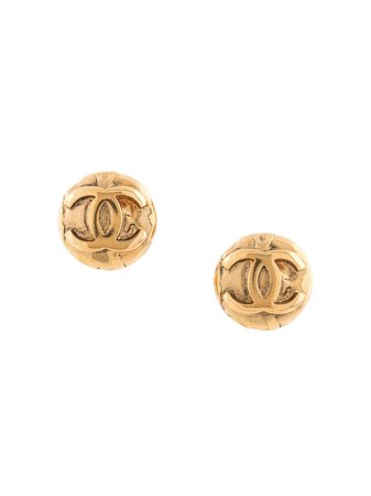 Chanel Pre-Owned 1996s CC logo button earrings - FARFETCH