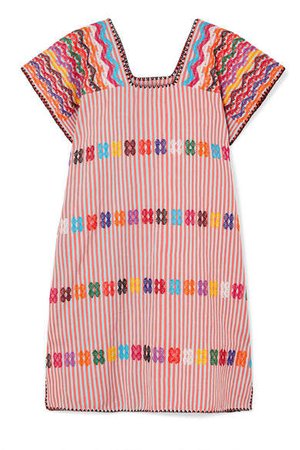 Holt - Embroidered Striped Cotton Kaftan - Bubblegum
