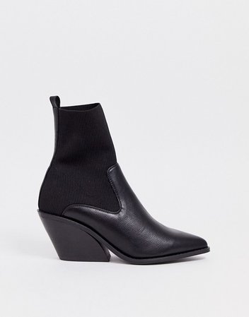 ASOS DESIGN Rekindle western sock boots in black | ASOS