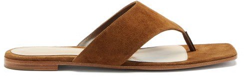 Thong Suede Sandals - Brown