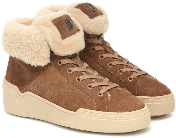 Paris suede and shearling sneakers