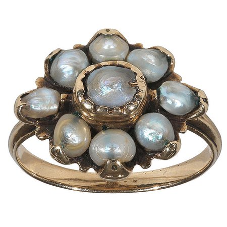 18th Century Natural Pearl Gold Fede Ring For Sale at 1stdibs