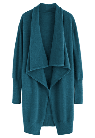 Waterfall Longline Knit Cardigan in Teal - Retro, Indie and Unique Fashion