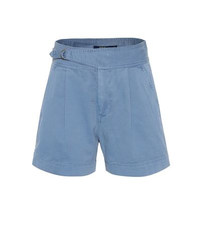 High-rise cotton twill shorts