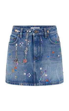 Embellished Denim Mini Skirt By Paco Rabanne | Moda Operandi