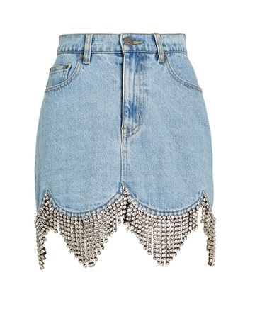 AREA Crystal-Embellished Denim Mini Skirt | INTERMIX®