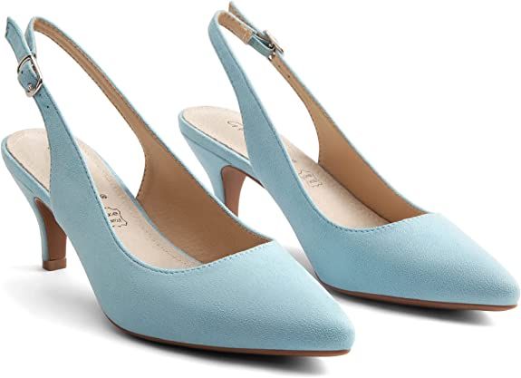 Amazon.com | Greatonu Women's Slingback Kitten Heel Pointed Toe Dress Pumps Shoes | Pumps