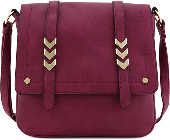 Double Compartment Large Flapover Crossbody Bag (Magenta): Handbags: Amazon.com
