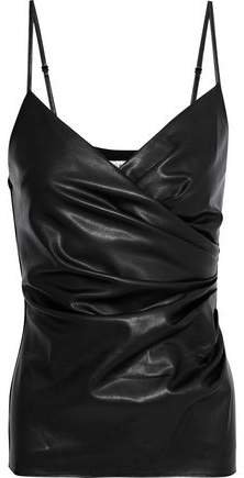 Spectrals Wrap-effect Faux Leather And Jersey Camisole