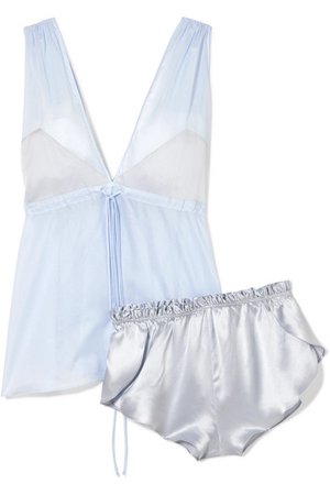 Three Graces London | Nellie and Arie cotton-voile and silk-satin pajama set | NET-A-PORTER.COM