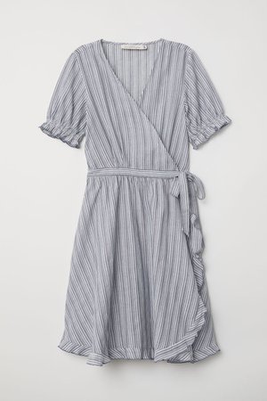 Cotton Wrap Dress - Blue/white striped - Ladies | H&M US