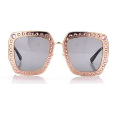 GUCCI Acetate Crystal Metal Oversize Sunglasses