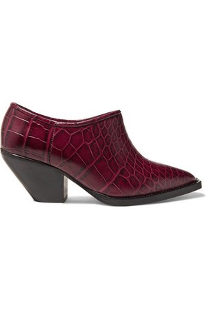 GANNI | Cowboy croc-effect leather ankle boots | NET-A-PORTER.COM