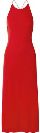Open-back Stretch-jersey Midi Dress - Red