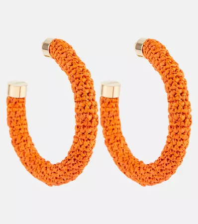Raffia Hoop Earrings in Orange - Jacquemus | Mytheresa