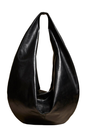 black oversized leather slouch bag