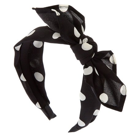Black and White Polka Dot Bow Headband