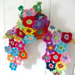 crochet flower scarf pattern Archives - WoolnHook by Leonie Morgan