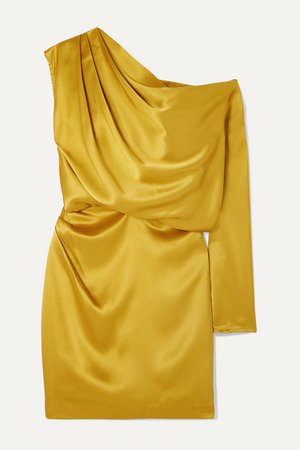 Michelle Mason | One-shoulder draped silk-satin mini dress | NET-A-PORTER.COM